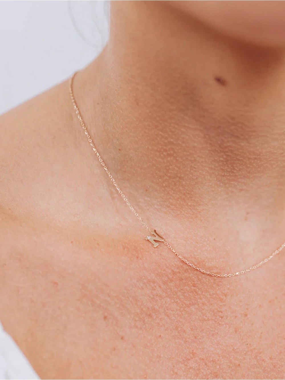 14K Gold Initial 'N' Necklace - ANZIE - Picture 5 of 8